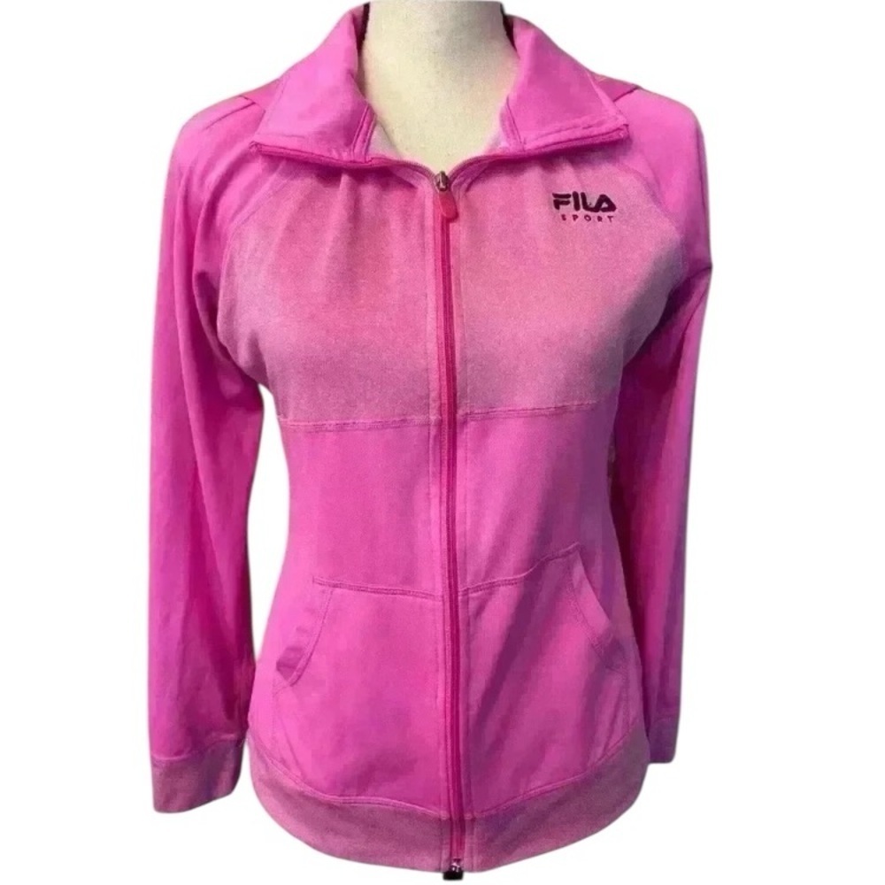 Fila Women’s Zip Up Hoodie Athletic Wear Jacket Pink medium